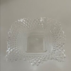 Vintage 1940’s Indian Glass Dimond Candy or Trinket Dish with Ruffled Edge